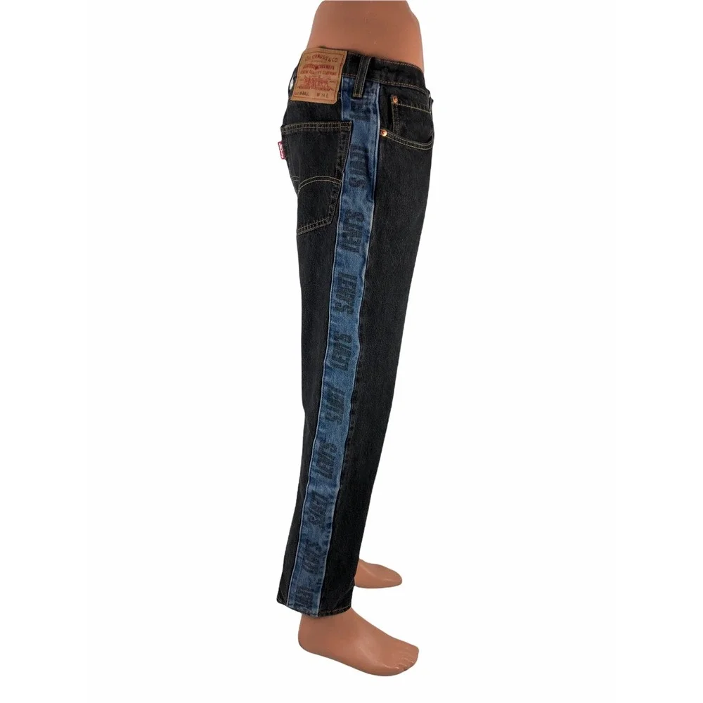 Levis Hi Ball Big E Roll Logo Stripe Jeans Mens 34 Blue Tapered Leg Inseam 28